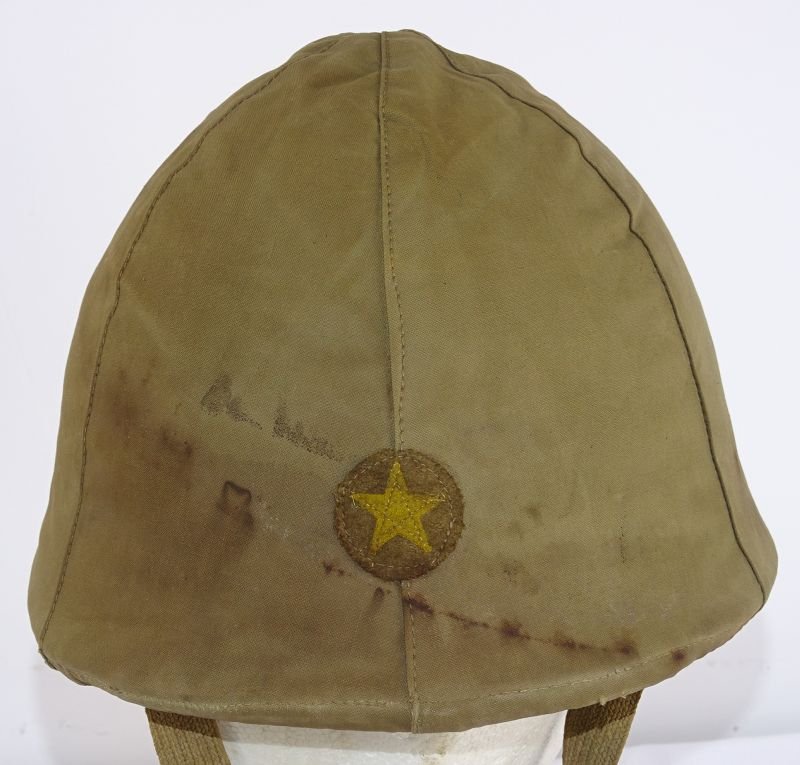 Untouched WWII Japanese Type 90 Combat Helmet with Cloth Helmet Cover — image 2