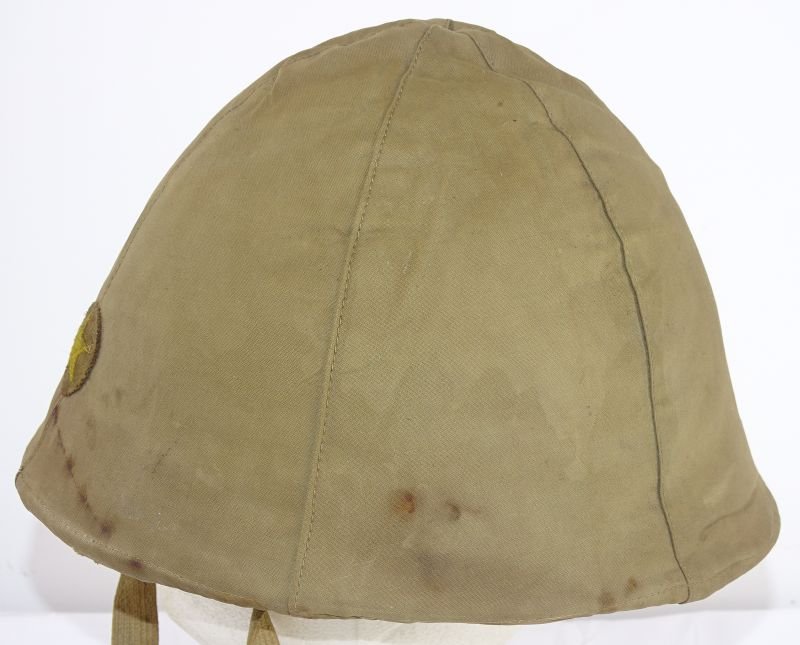 Untouched WWII Japanese Type 90 Combat Helmet with Cloth Helmet Cover — image 3