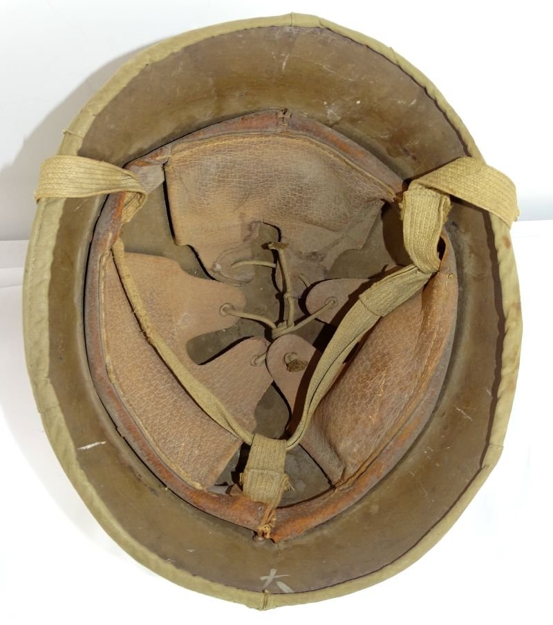 Untouched WWII Japanese Type 90 Combat Helmet with Cloth Helmet Cover — image 7