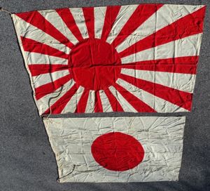 Pair Of WWII Japanese Navy Flags From Destroyer Yakaze