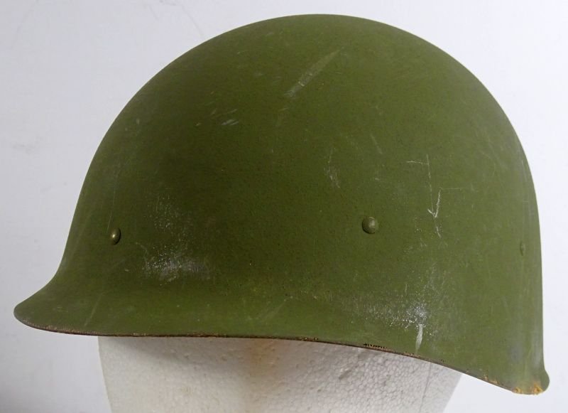 Vietnam War Era Rear Seam Swivel Bale M1 Combat Helmet with Painted Medic Insignia — image 11
