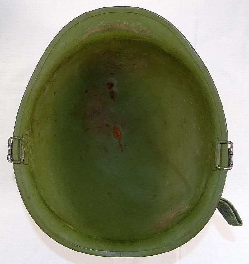 Vietnam War Era Rear Seam Swivel Bale M1 Combat Helmet with Painted Medic Insignia — image 13