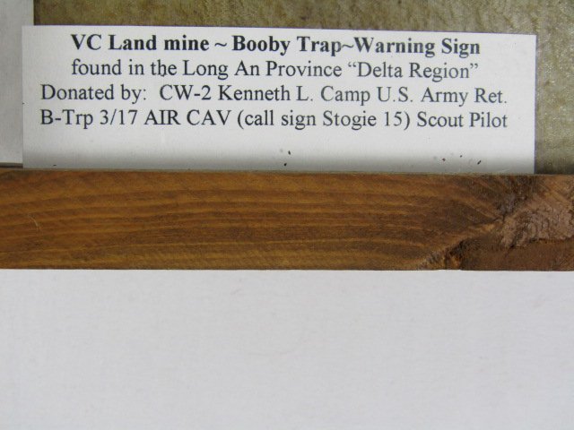 Vietnam War VC Mine / Booby Trap Warning Sign — image 3