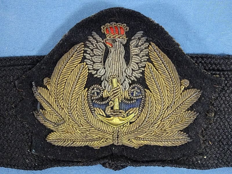 WWII Free Polish Navy Officer Rank and Visor Cap Insignia Set — image 3