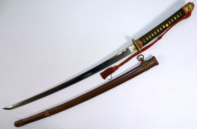 WWII 1941 Dated Japanese Army Officer Shin Gunto Sword Signed Amahide — image 7