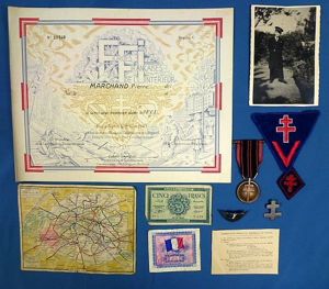 WWII French Resistance Document, Medal & Insignia Group