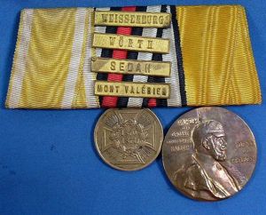 Franco Prussian War Three Place Medal Mount