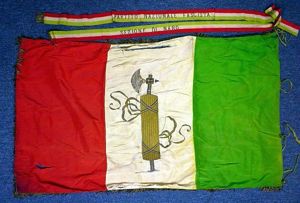 Italian Fascist Embroidered Silk Flag with Streamers