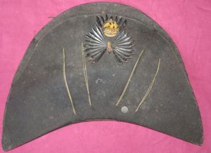 War of 1812 Period Artillery Officer's Chapeau