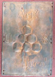 1812 Regular Army Artillery Cap Plate