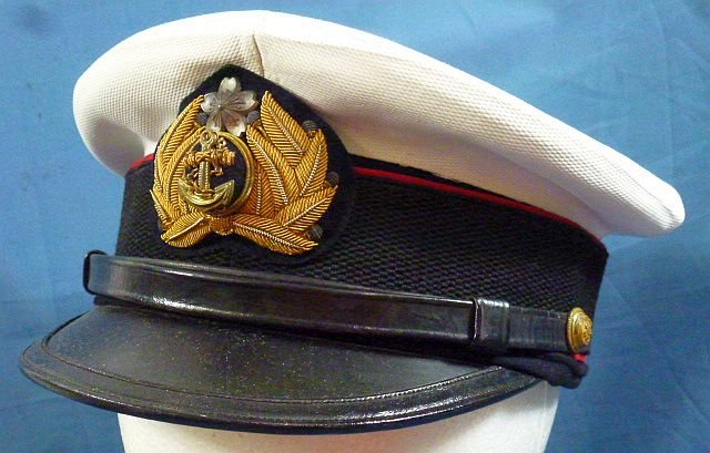 Japanese Navy Medical Officer Red Piped Cap With Case — image 2