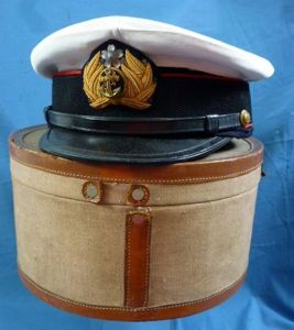Japanese Navy Medical Officer Red Piped Cap With Case