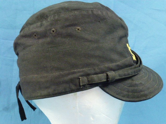 WWII Black Japanese Navy EM/NCO Cotton Field Cap — image 4
