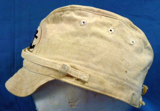 WWII White Japanese Navy EM/NCO Cotton Field Cap — image 2