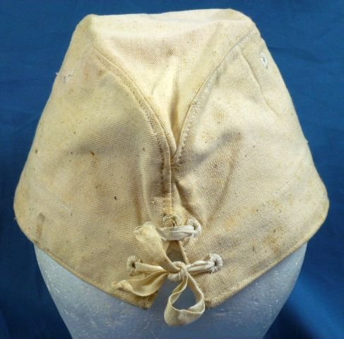 WWII White Japanese Navy EM/NCO Cotton Field Cap — image 3