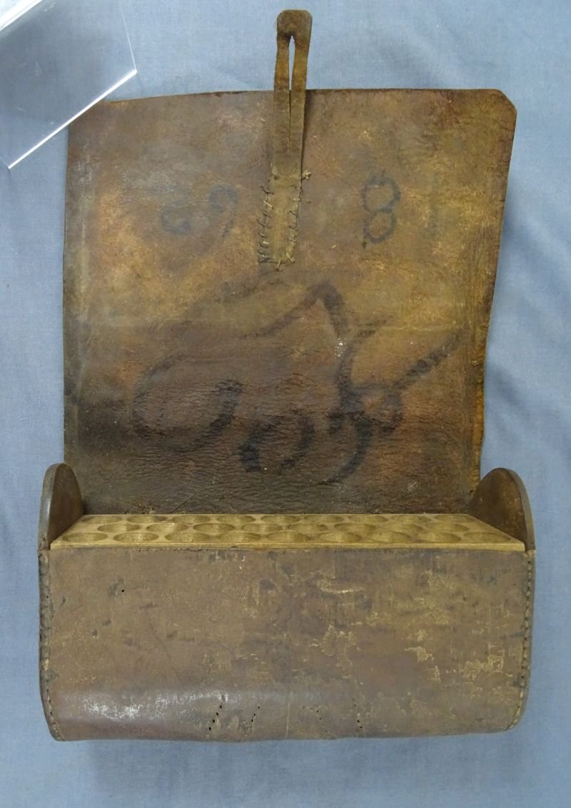 Early American .75 Caliber Cartridge Box With Embossed Flap — image 2