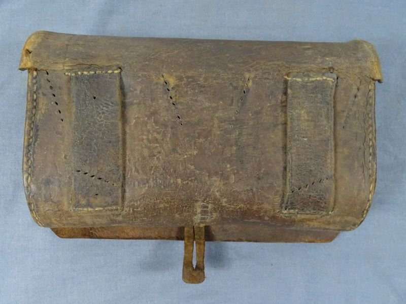 Early American .75 Caliber Cartridge Box With Embossed Flap — image 3