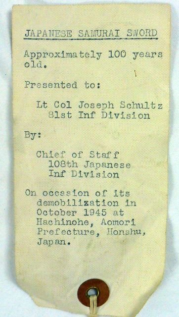 WWII Surrender Presented Army Officer Shin Gunto Sword — image 10