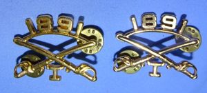 Pair Cavalry Troop I 1891 Officer's Collar Insignia