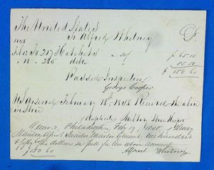1848 Philadelphia Quartermaster Receipt for Payment for 502 Hatchets