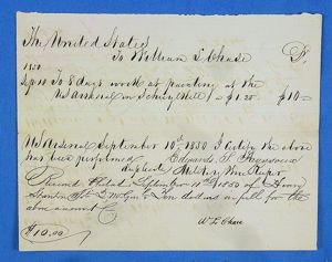 1850 Receipt for Payment for Work at the Schuylkill Arsenal