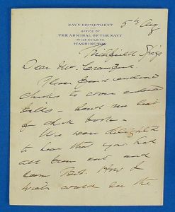 Handwritten Letter of Admiral of the Navy George Dewey
