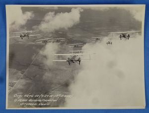Large Photograph of Nine US Army Biplane Bombers