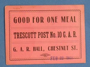 GAR Trescott Post No. 10 Meal Ticket