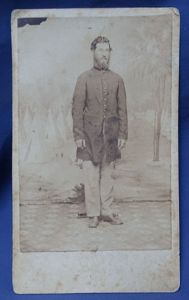 Civil War CDV – Full Length Private in Frock Coat