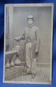 Civil War CDV – Full Length Private in Frock Coat …