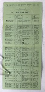 GAR Charles P. Sprout Post No. 76 Roster