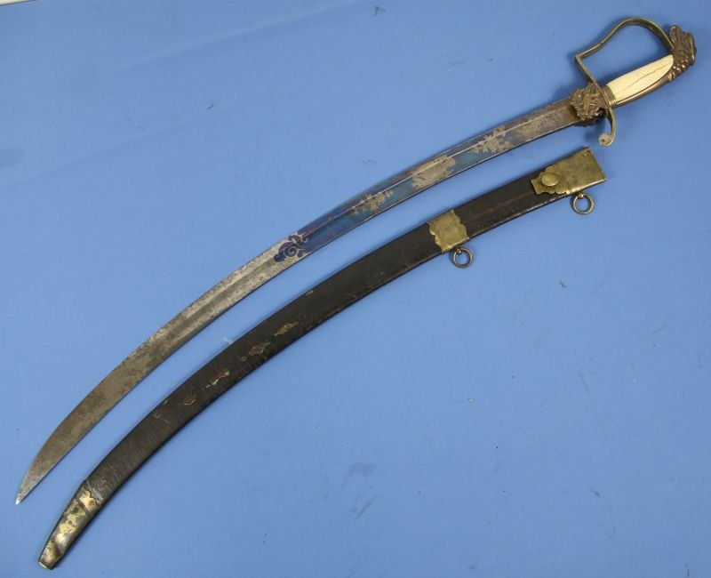 Eagle Head Pommel Sword with Gilt and Blued Decorated Blade — image 2