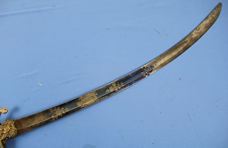 Eagle Head Pommel Sword with Gilt and Blued Decorated Blade — image 4