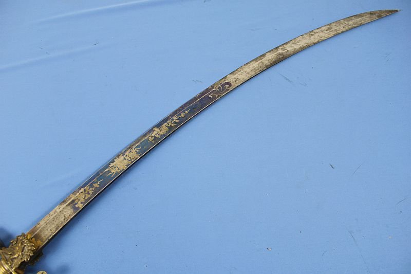 Eagle Head Pommel Sword with Gilt and Blued Decorated Blade — image 5