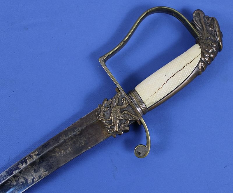 Eagle Head Pommel Sword with Gilt and Blued Decorated Blade — image 7