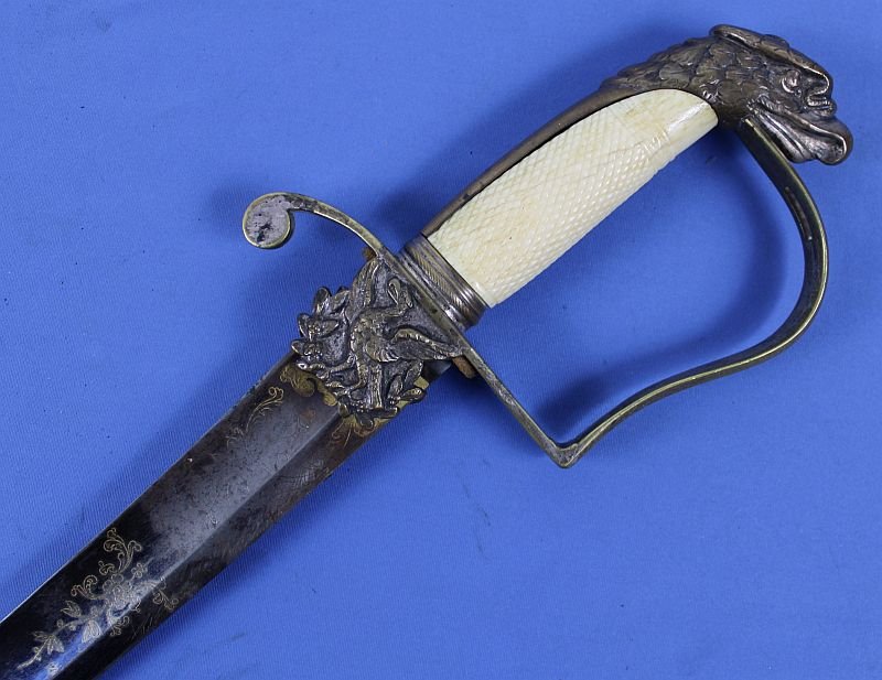 Eagle Head Pommel Sword with Gilt and Blued Decorated Blade — image 8