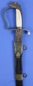Eagle Head Pommel Sword with Gilt and Blued Decorated Blade