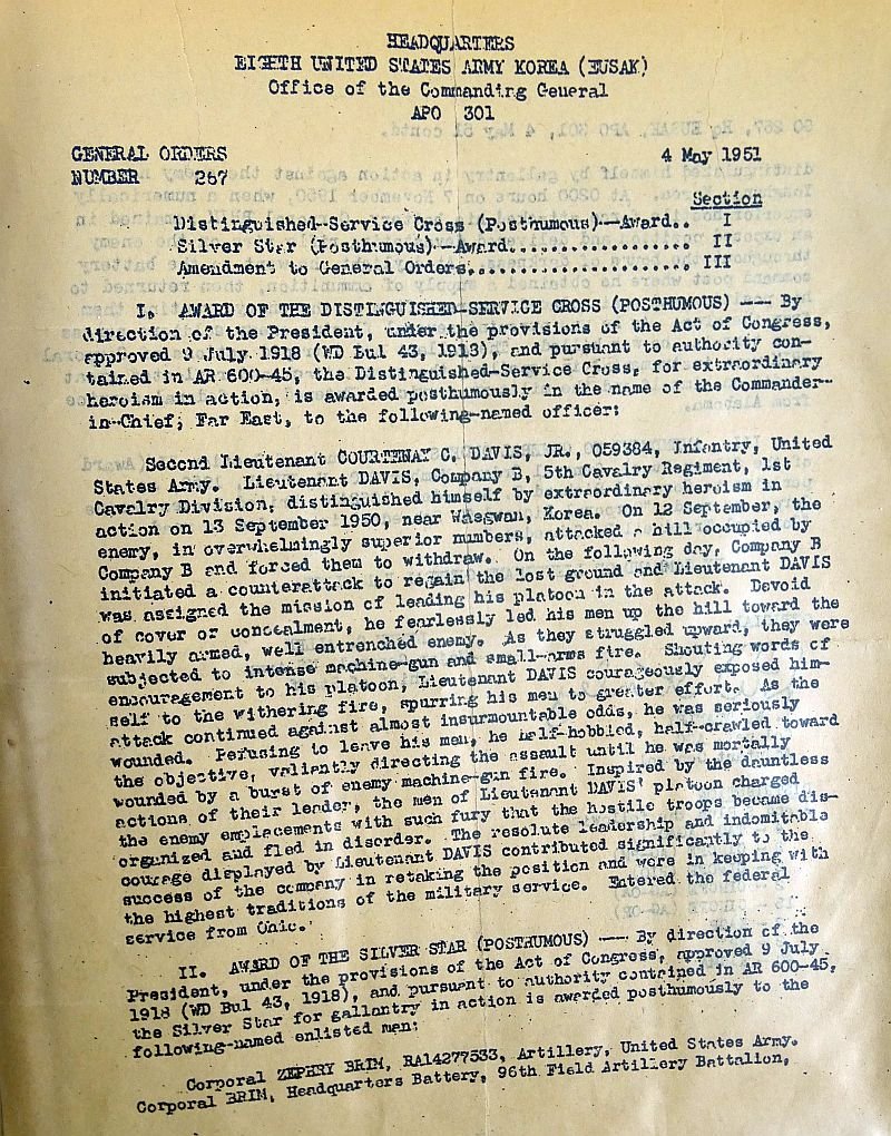 Named and Cased Korean War Posthumous Silver Star and Purple Heart to an African American Artilleryman — image 7