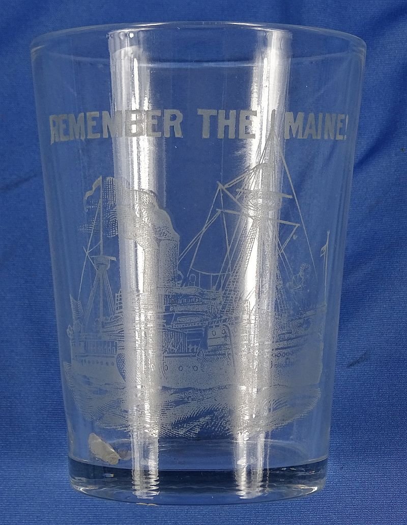 Spanish American War 'Remember the Maine!' Glass — image 3