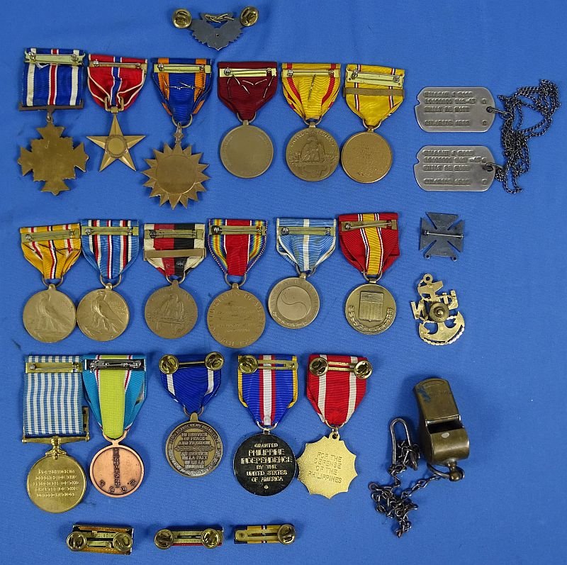 Identified U.S. Navy Aviation WWII and Korean War Medals Group with Dog Tags and Wings — image 2
