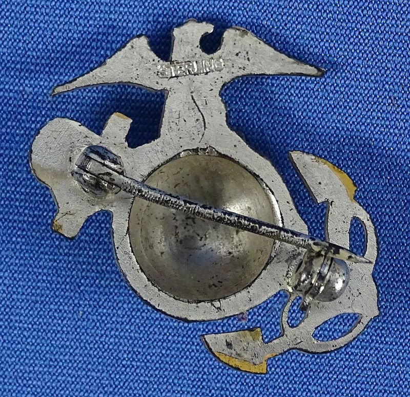Sterling Pin Back U.S. Marine Corps Officer Collar Insignia — image 2