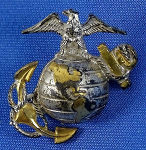 Sterling Pin Back U.S. Marine Corps Officer Collar Insignia