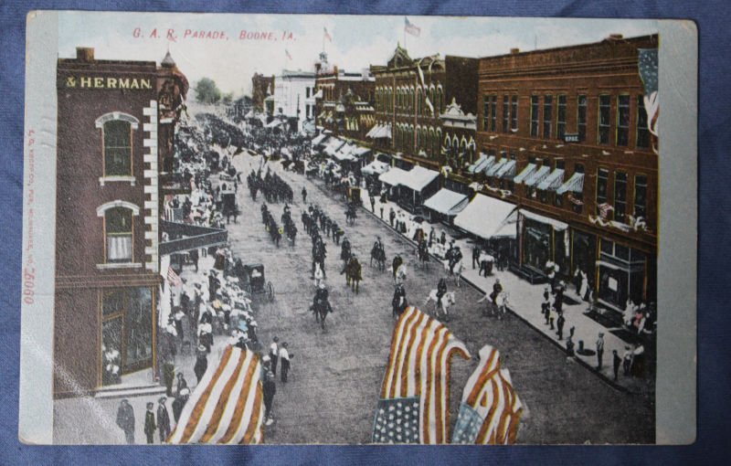 GAR Parade Boone IA Postcard