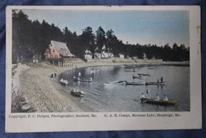 GAR Camp Mousam Lake Shapleigh Me. Postcard