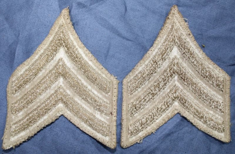 Pair WWII Khaki Sergeant Chevrons — image 2