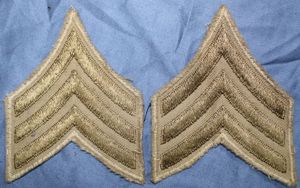 Pair WWII Khaki Sergeant Chevrons
