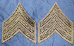 Pair WWII Khaki Sergeant Chevrons