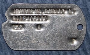 Korean War Dog Tag T-53 Ronald L Atkins
