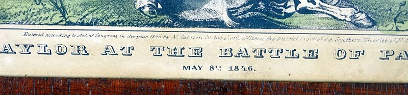 Framed 1846 Nathaniel Currier Mexican War Lithographic Print of General Taylor at the Battle of Palo Alto — image 2
