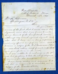 A Civil War Letter in which a Confederate Prisoner Seeks …